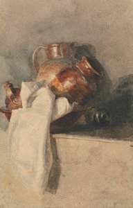 Nature morte avec pichets sur une étagère